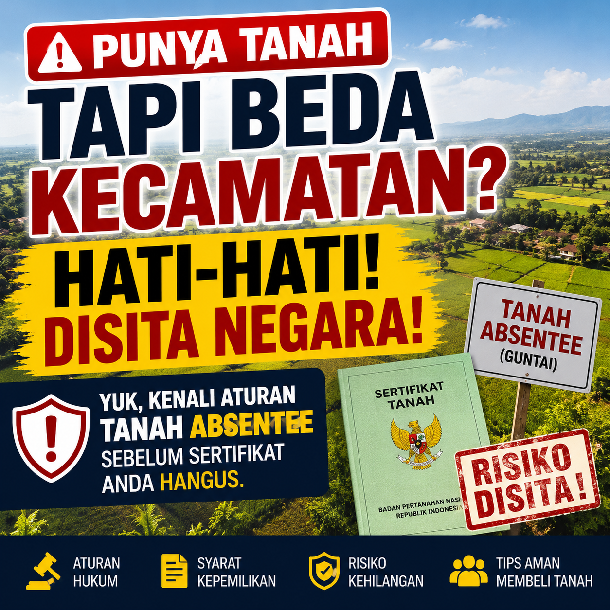 Punya Tanah Tapi Beda Kecamatan? Hati-Hati Disita Negara! Yuk, Kenali Aturan Tanah Absentee Sebelum Terlambat